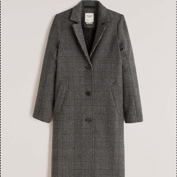 Abercrombie & Fitch Jackets & Blazers - Grey and black Plaid dad coat trench